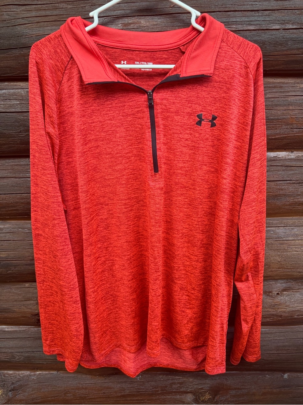 Under Armour Mens 2XL HeatGear 1/4 Zip Pullover Space Dye Red Orange Loose Fit
